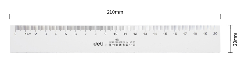 [2]得力20cm厘米塑料直尺6220 尺子 小学生文具 绘图制图工具 超透明